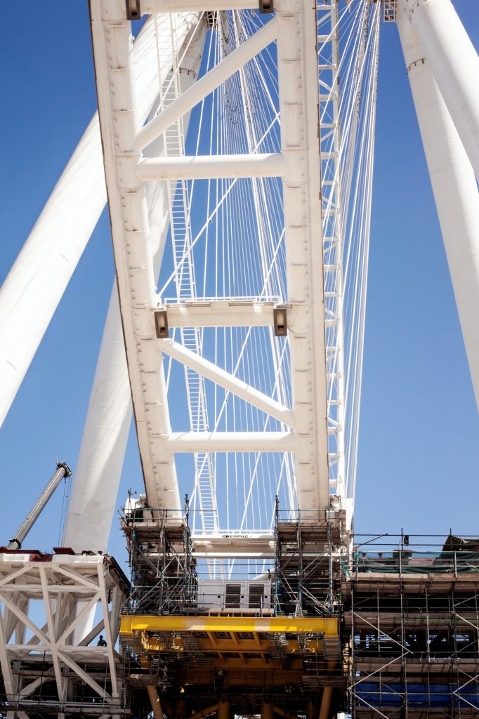 Dubai, April 2019 Construction of a Ferris wheel in Dubai. Dubai Eye on Bluewaters